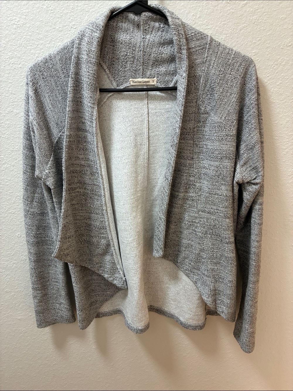 Marine Layer Heather Gray Open-Front Draped Cardigan
